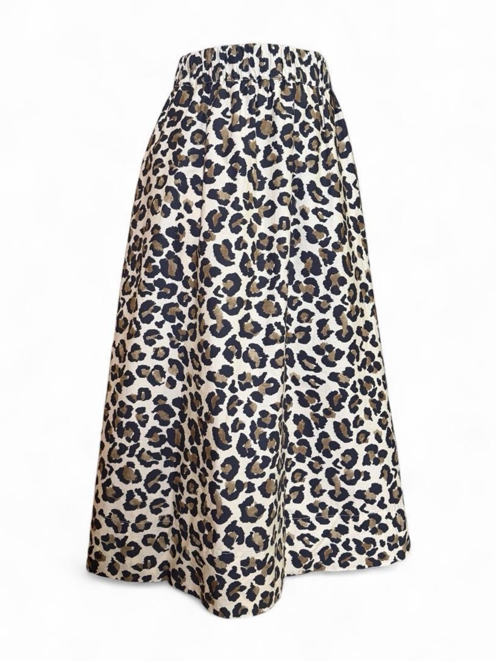 Ellen Tracy Leopard Print A-Line Midi Skirt - Beige/Black
